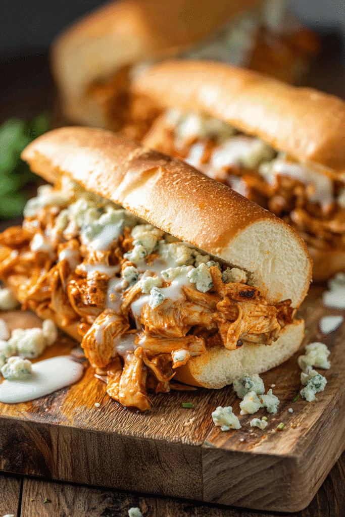 Buffalo Chicken Cheesesteak Sandwich Loaded with Flavor