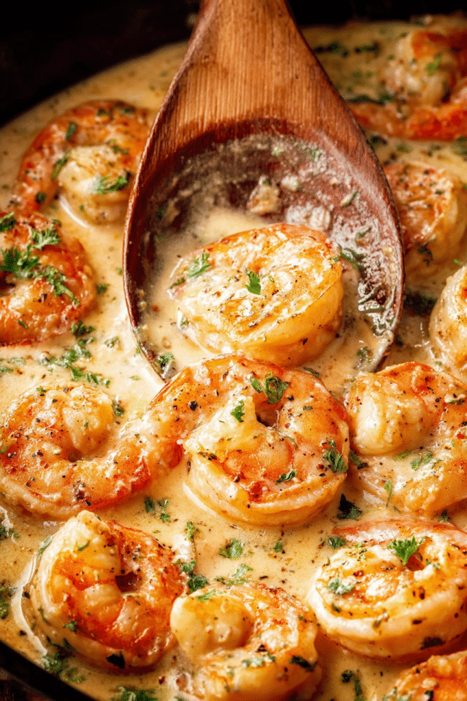 Creamy garlic shrimp cooked in a rich buttery sauce with herbs and spices, ready in just 15 minutes for dinner.