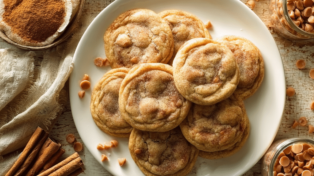 Top-down view of warm brown sugar cinnamon cookies